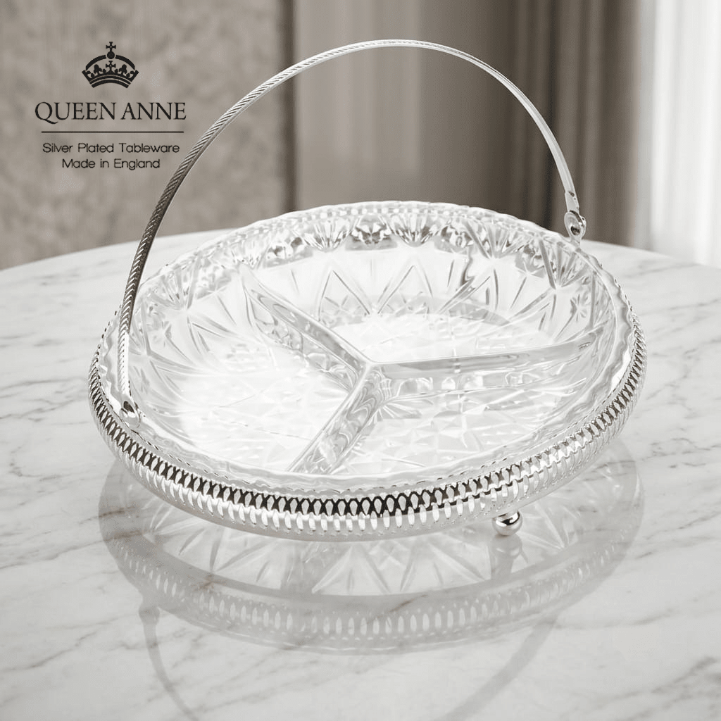 مضيفة دائري مقسمة فضة من Queen Anne - Rekaz Home