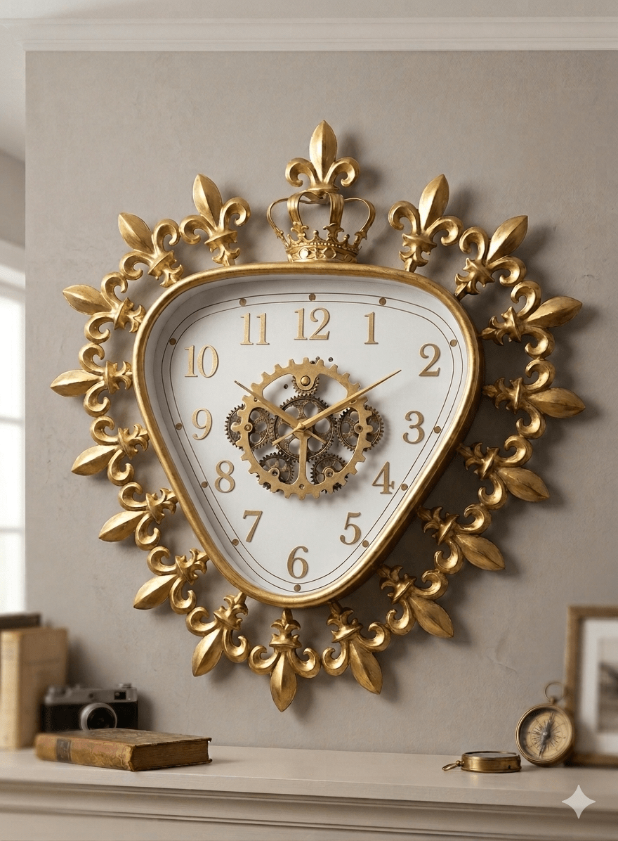 ساعة حائط ديكور مذهب متحركة 70*75 سم - Rekaz Home