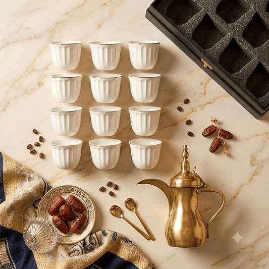 طقم فناجين قهوة سادة عدد 12 - Rekaz Home