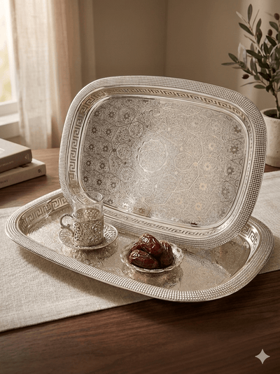 طقم صواني ضيافة فاخر عدد 2 - Rekaz Home