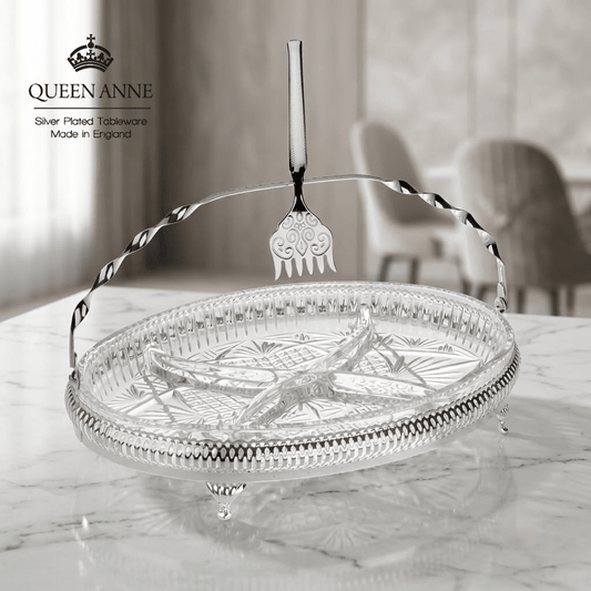 مضيفة بيضاوية مقسمة فضة من Queen Anne - Rekaz Home