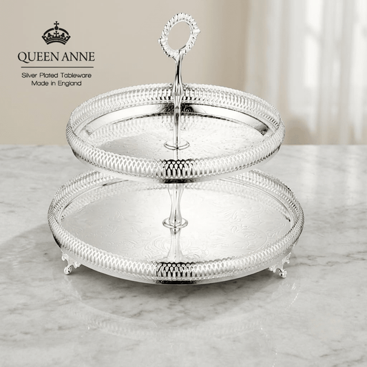 مضيفة طابقين فضة بيد من Queen Anne - Rekaz Home