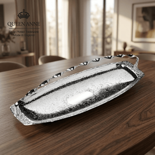 مضيفة مستطيلة فضة بيد من Queen Anne - Rekaz Home