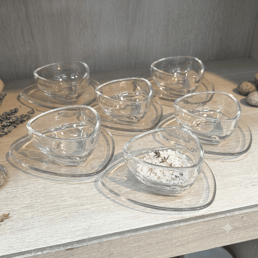 طقم ضيافة زجاجي فاخر للحلى والمكسرات عدد 6 - Rekaz Home