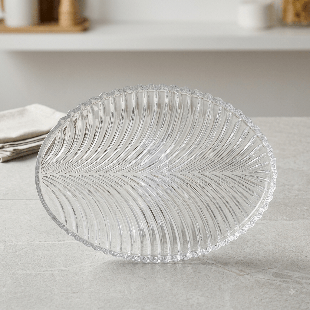 طقم صحون حلويات بيضاوي زجاج 18 سم عدد 6 - Rekaz Home