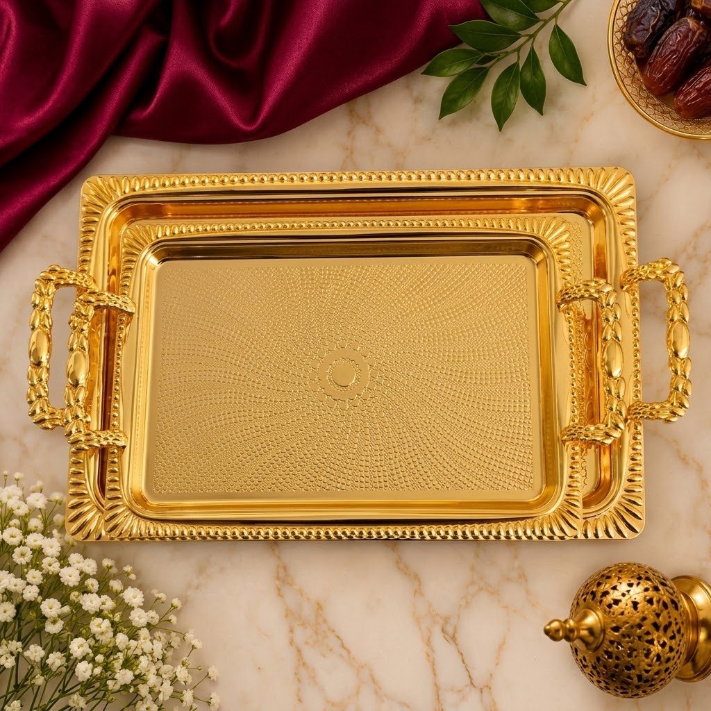 طقم صواني ضيافة مستطيل فاخر من كاسيلا - Rekaz Home