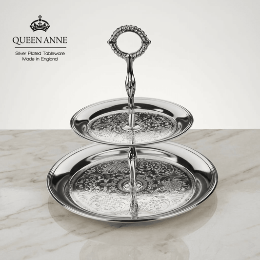 مضيفة طابقين فضة بيد من Queen Anne - Rekaz Home