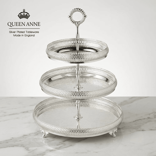 مضيفة 3 طوابق فضة بيد من Queen Anne - Rekaz Home