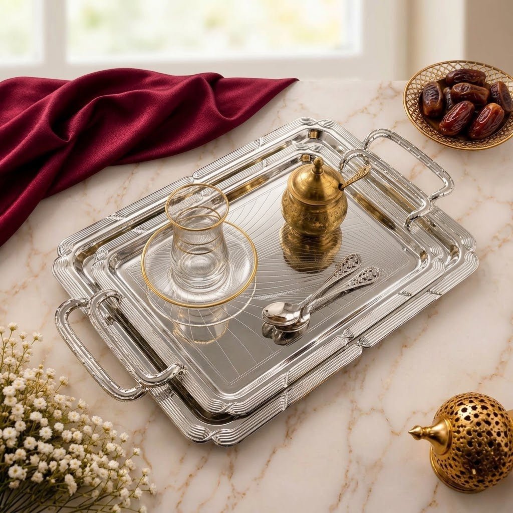 طقم صواني ضيافة مستطيل فاخر من كاسيلا - Rekaz Home