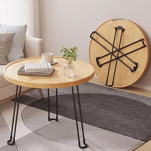 طاولة خشبية بتصميم "بامبو فلو" (Bamboo Flow) - عصرية، مدمجة، وقابلة للطي - Rekaz Home