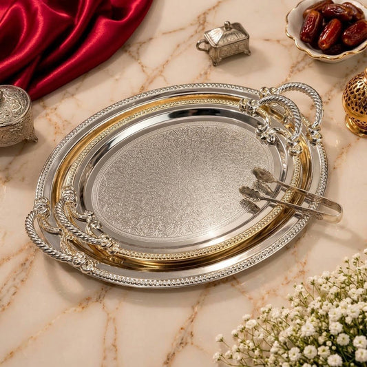 طقم صواني ضيافة بيضاوي فاخر من كاسيلا - Rekaz Home