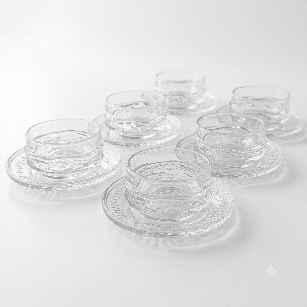 طقم ضيافة زجاجي فاخر للحلى والمكسرات عدد 6 - Rekaz Home