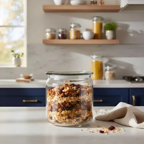 مرتبان زجاجي مع غطاء ملون محكم الاغلاق لومينارك - Rekaz Home