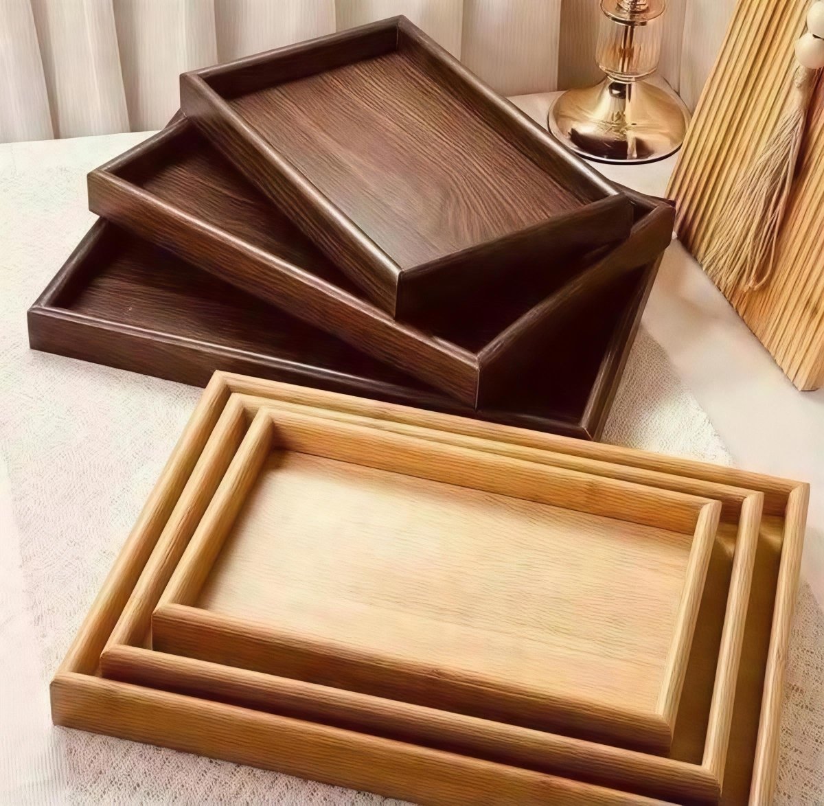 طقم صواني خشب عدد 3 - Rekaz Home