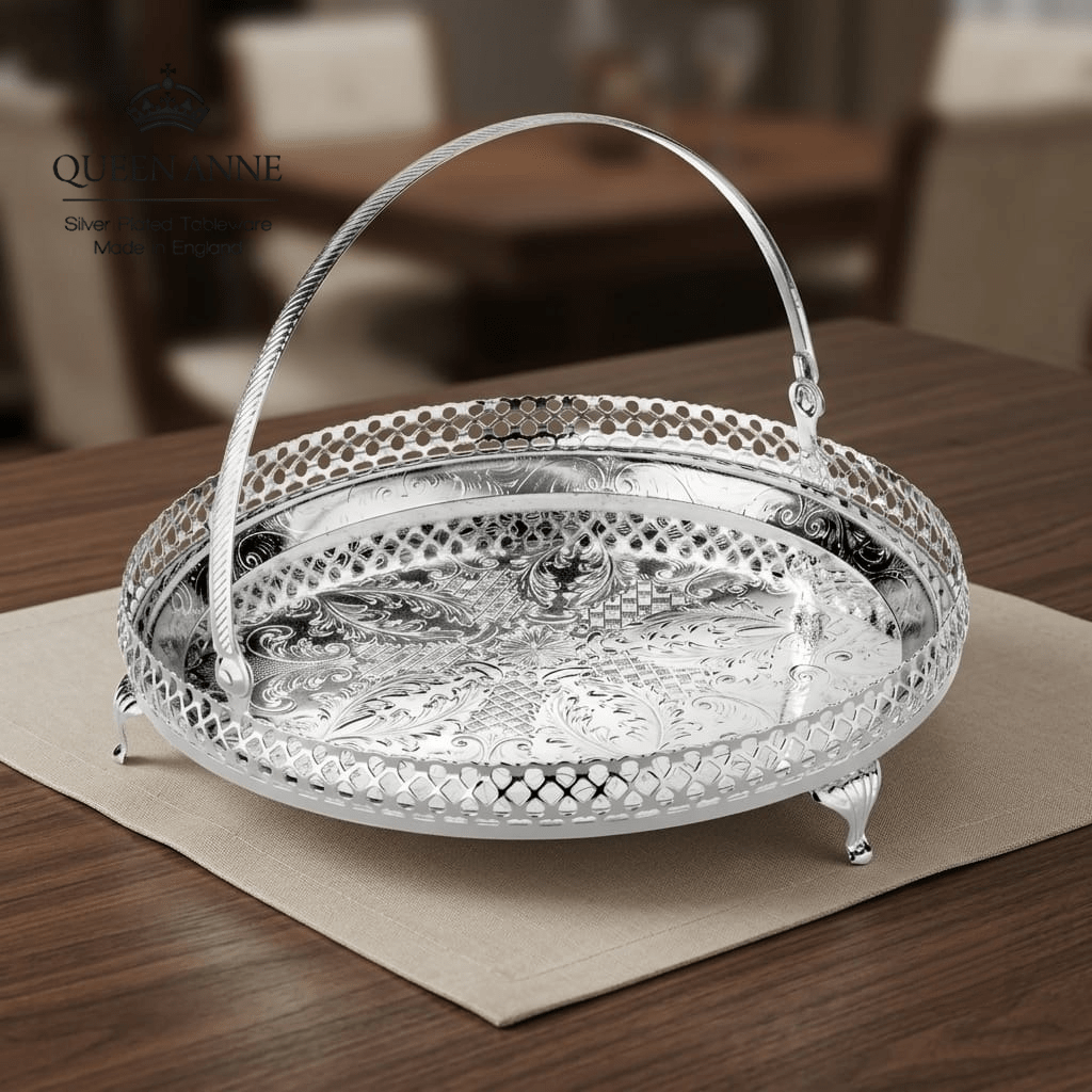 مضيفة دائرية فضة بيد من Queen Anne - Rekaz Home