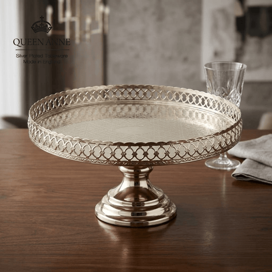 ستاند ضيافة دائري بكعب فضة من Queen Anne - Rekaz Home