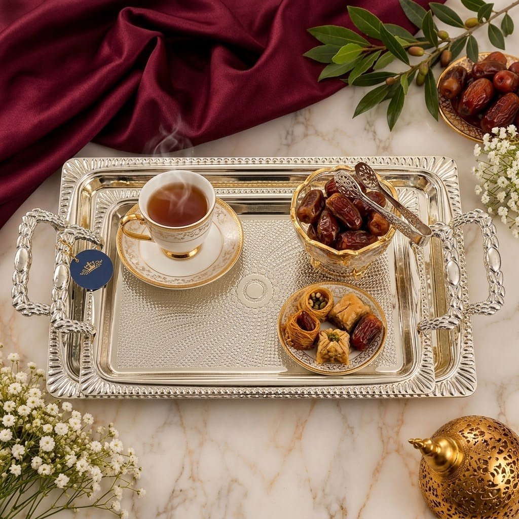طقم صواني ضيافة مستطيل فاخر من كاسيلا - Rekaz Home