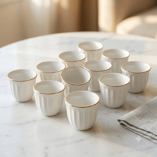 طقم فناجين قهوة سادة عدد 12 - Rekaz Home