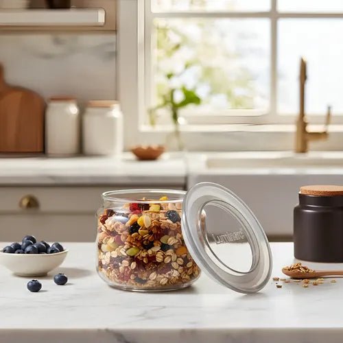 مرتبان زجاجي مع غطاء ملون محكم الاغلاق لومينارك - Rekaz Home