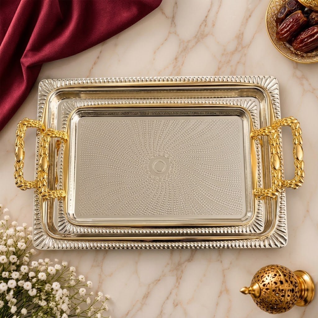 طقم صواني ضيافة مستطيل فاخر من كاسيلا - Rekaz Home