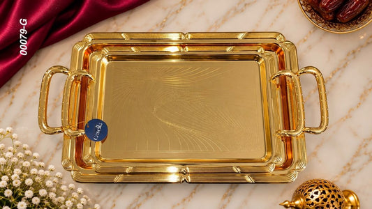 طقم صواني ضيافة مستطيل فاخر من كاسيلا - Rekaz Home