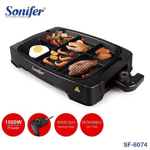 SF-6074 شواية جريل كهربائية سونيفر مقسمة 5 خانات – 1500 وات - Rekaz Home